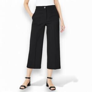 Ann Taylor Women's The Wide Leg Crop Pant Size 12 Black High Rise 595046